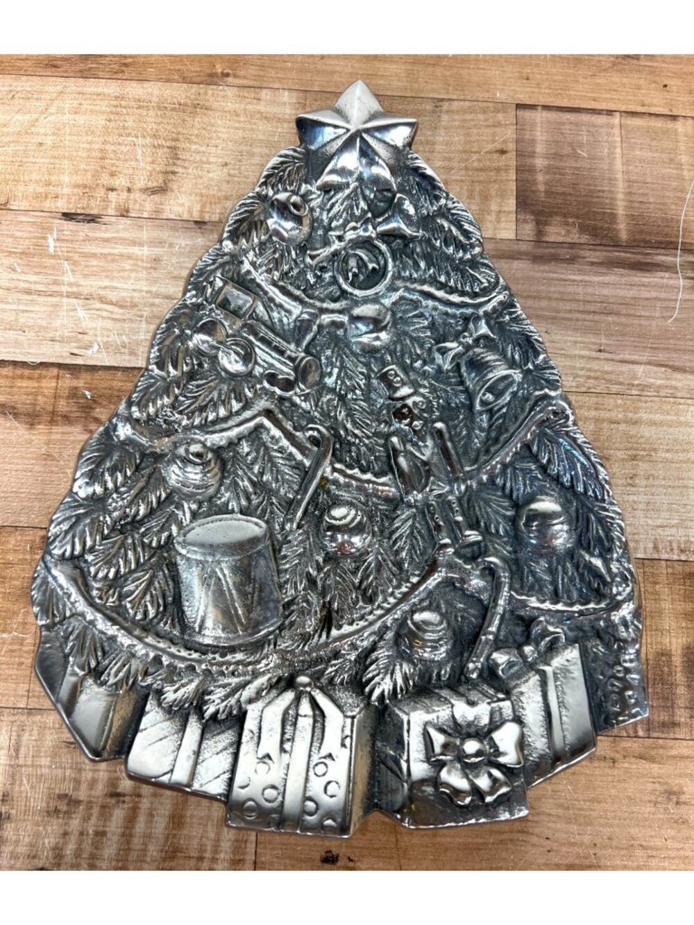 Vintage Pewter Christmas Tree Dish